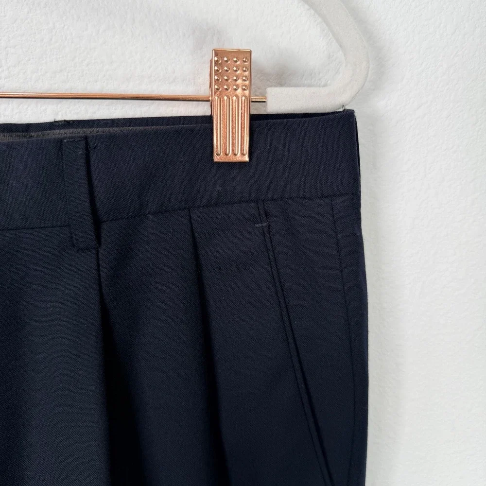 Brooks Brothers 346 Mens 34x30 Pleated Wool Suit Trousers Pants Dark Navy Cuffed